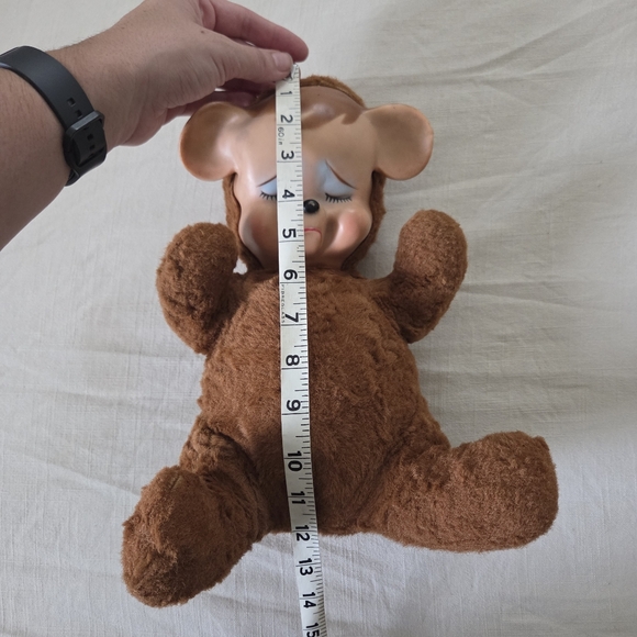 Vintage Knickerbocker? Pouting Brown Plush Teddy Bear Toy - Picture 7 of 7